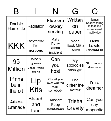 Pop Culture Moments Bingo Card