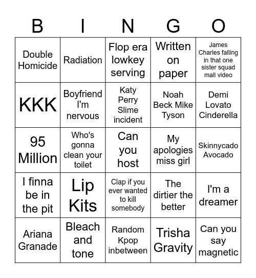 Pop Culture Moments Bingo Card