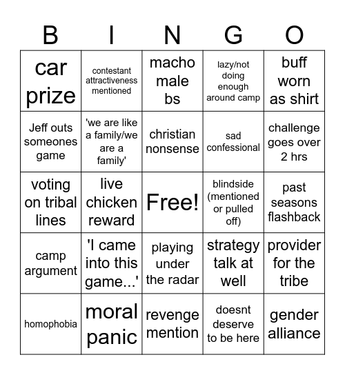 survivor Bingo Card