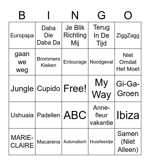 MUZIEK Bingo Card