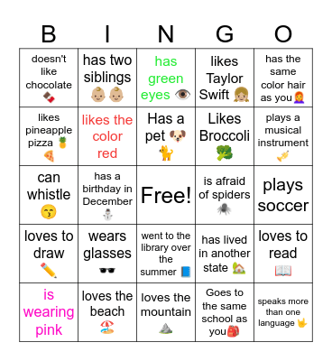 Find someone who... Bingo Card