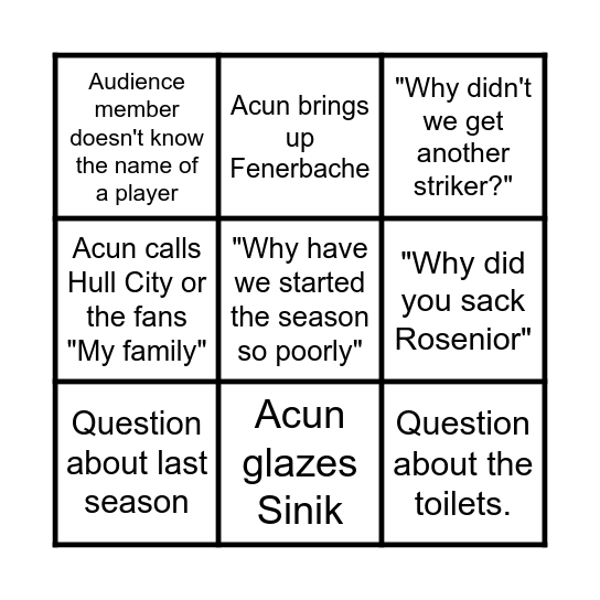 Acun Q&A Bingo Card