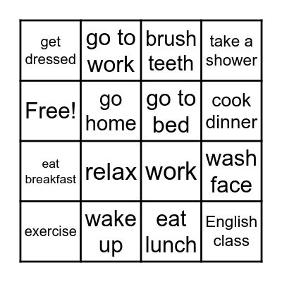 Daily Routine Bingo Card