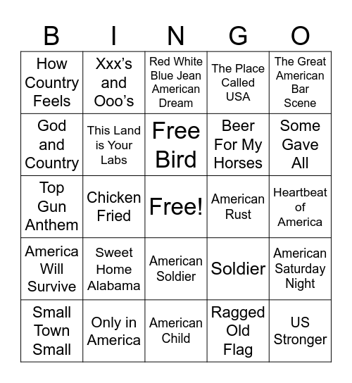 'MERICA Bingo Card