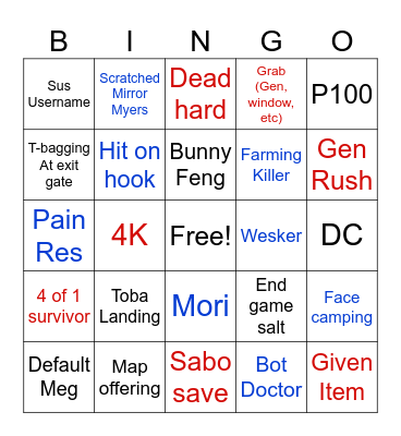 Dbd Bingo Card