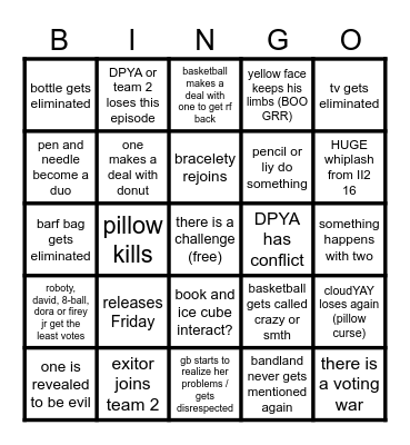 TPOT 13 bingo Card