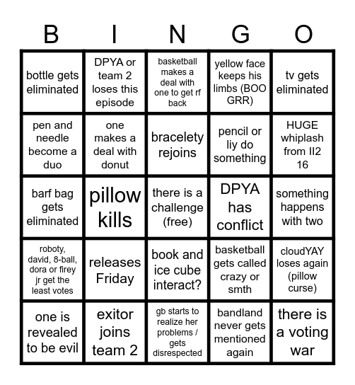 TPOT 13 bingo Card