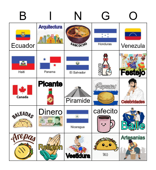 Hispanic Bingo Card