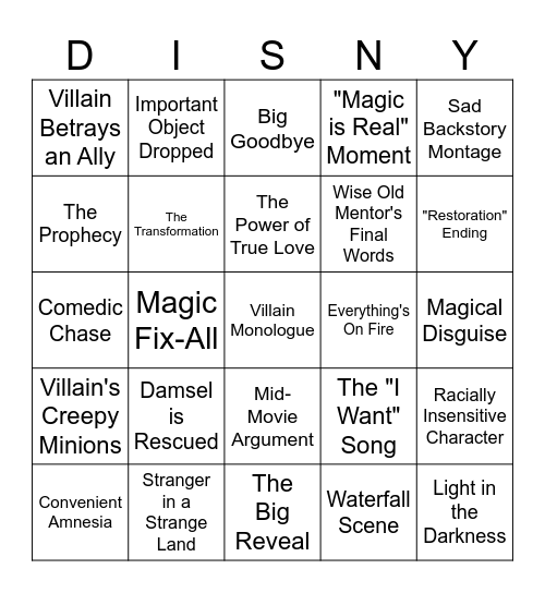 DISNEYYYY Bingo Card