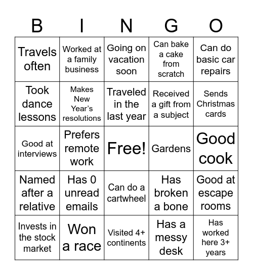 Belonging Week Bingo Card