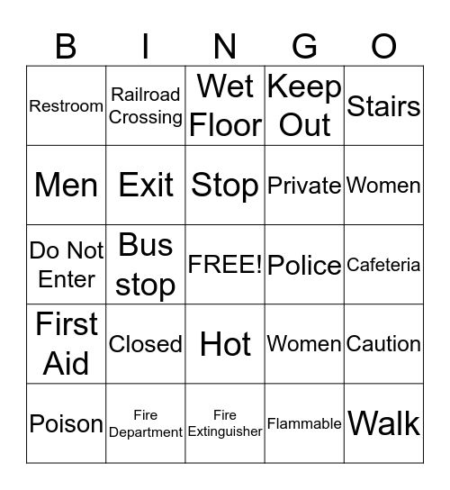 Community Sign Bingo  Bingo Card