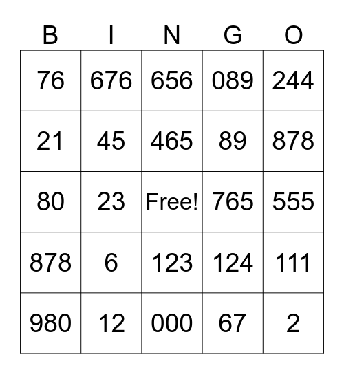 Bingo Card