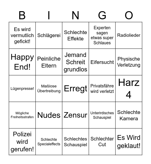 Hilf Mir! Bingo Card