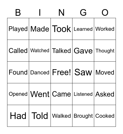 PAST TENSE Ms. Torres Bingo Card