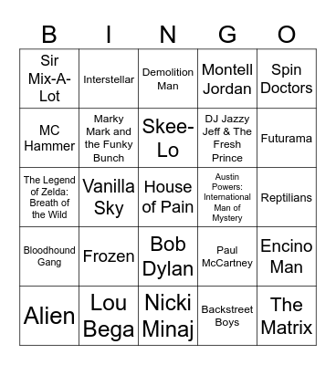 90s House Party, Conspiracy Theories, & Cryosleep Bingo Card
