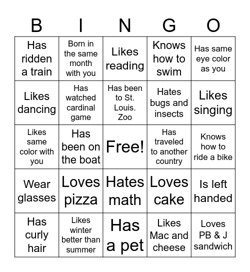 TYB social bingo Card