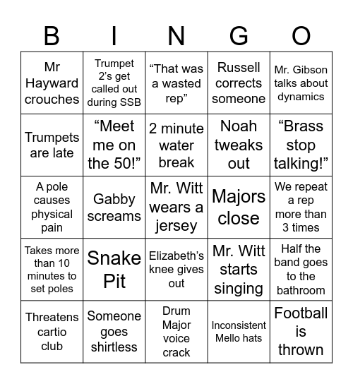 M A R C H I N G   B A N D Bingo Card