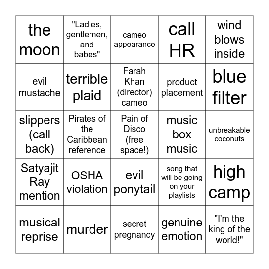 💃 🪩 🕺 Bingo Card