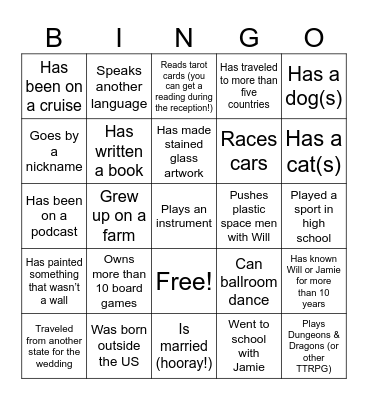 Werner Bingo Card