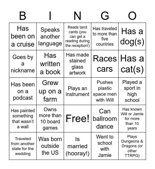 Werner Bingo Card