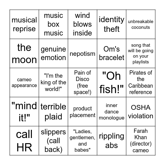 💃 🪩 🕺 Bingo Card