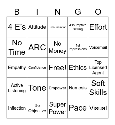 Soft Skills ESRs Bingo Card