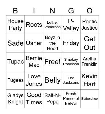 Black Pop Culture Through the Times Bingo Card