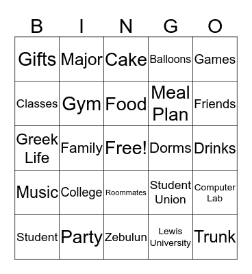 Zebulun's Trunk Party  Bingo Card