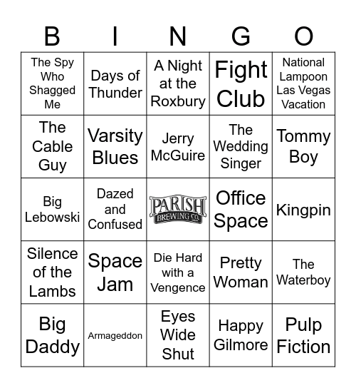 90s Movie Music Bingo Card