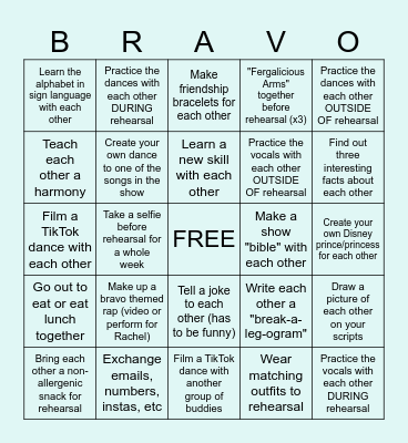 BRAVO BUDDY BINGO Card