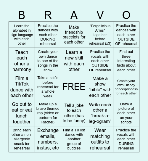 BRAVO BUDDY BINGO Card