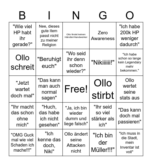 Ollo's Diablo 3 Bingo Card