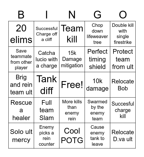 Reinhardt Bingo Card