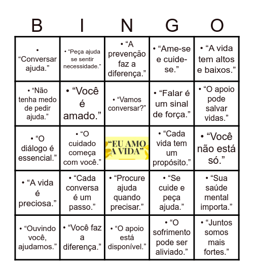 SETEMBRO AMARELO Bingo Card