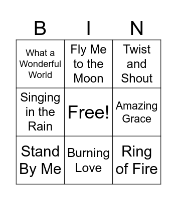 Musical Bingo Card