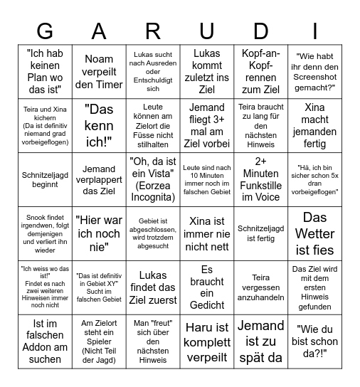 Wondrous Schnitzeljagd Tales Bingo Card