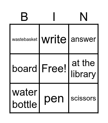 Unit 2 Vocabulary Bingo Card