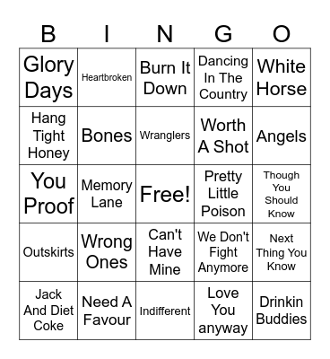 Country 2023 & 2024 Bingo Card