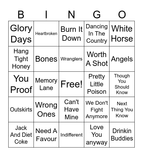 Country 2023 & 2024 Bingo Card