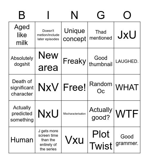MD Fanfict bingo Card