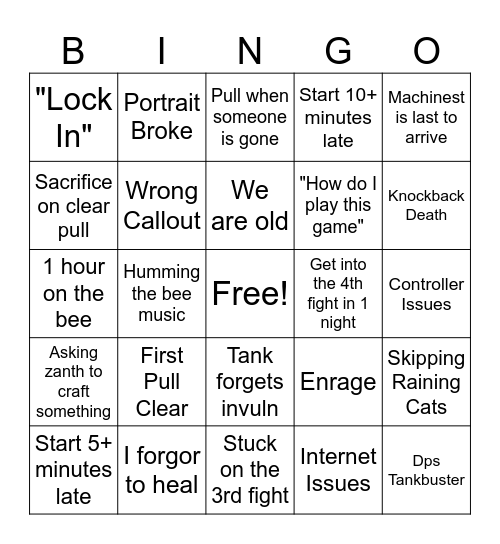 Reclears bingo Card