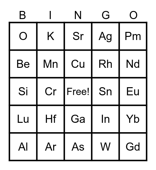 Science - Mathematics Bingo Card