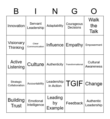 Walk The Talk B.I.N.G.O Bingo Card