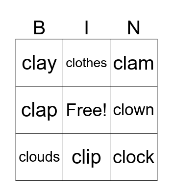 cl Bingo cards Bingo Card