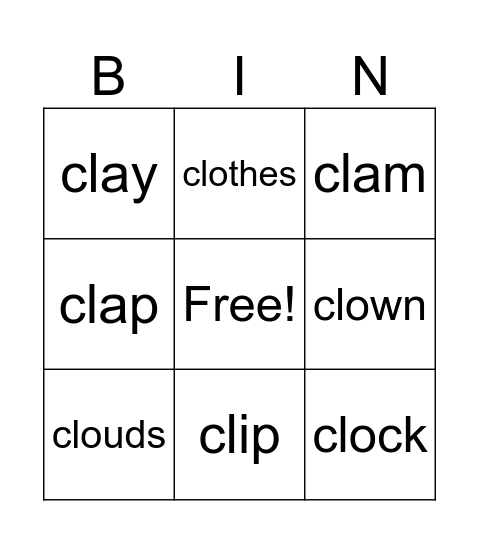 cl Bingo cards Bingo Card