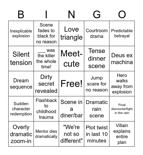 Movie Bingo Card