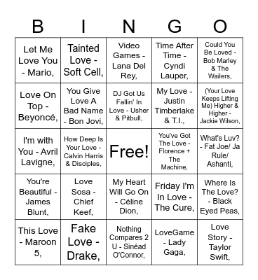 MUMBOS BINGO: LOVE Bingo Card