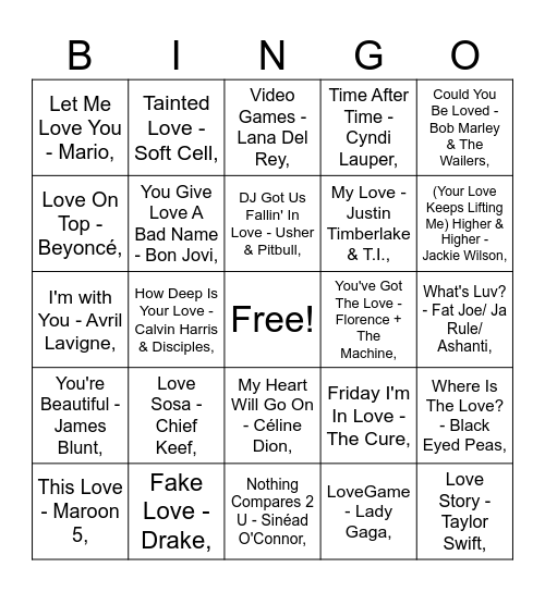 MUMBOS BINGO: LOVE Bingo Card