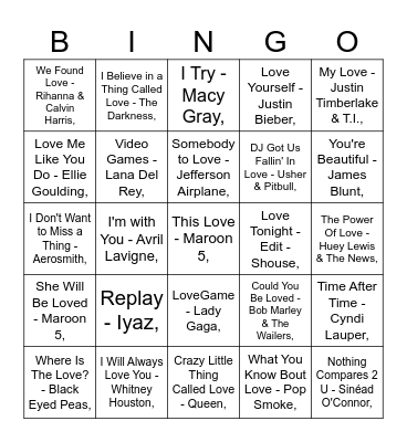 MUMBOS BINGO: LOVE Bingo Card