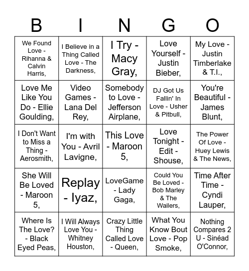 MUMBOS BINGO: LOVE Bingo Card